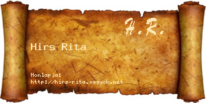 Hirs Rita névjegykártya